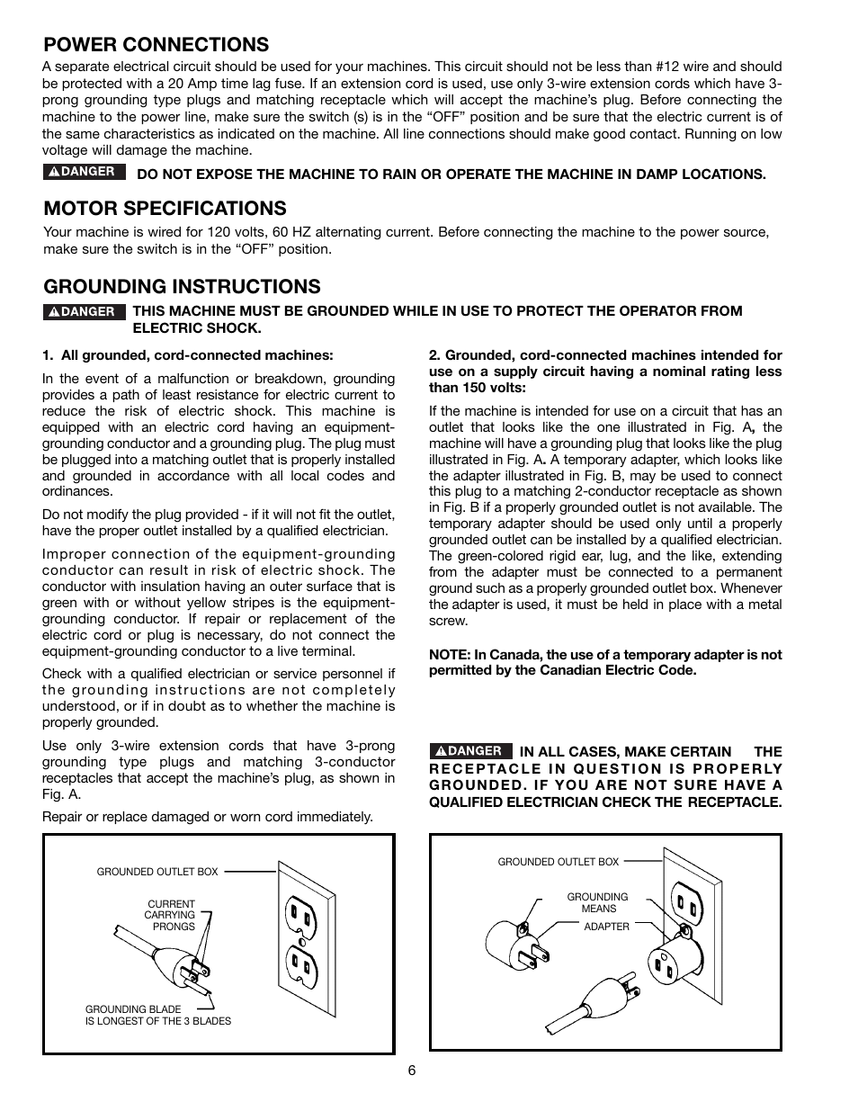 Power connections motor specifications, Grounding instructions | Delta AP300 User Manual | Page 6 / 36