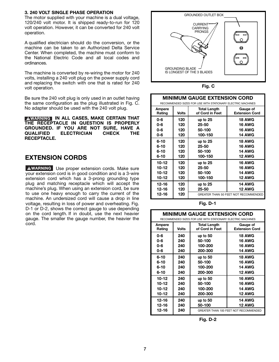 Extension cords | Delta AP300 User Manual | Page 7 / 36