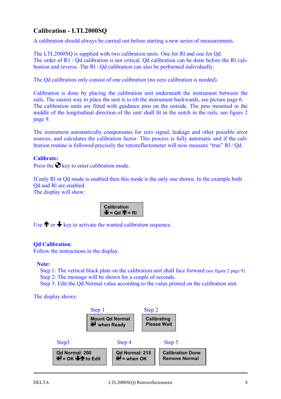 Calibration - ltl2000sq | Delta LTL2000S User Manual | Page 12 / 45