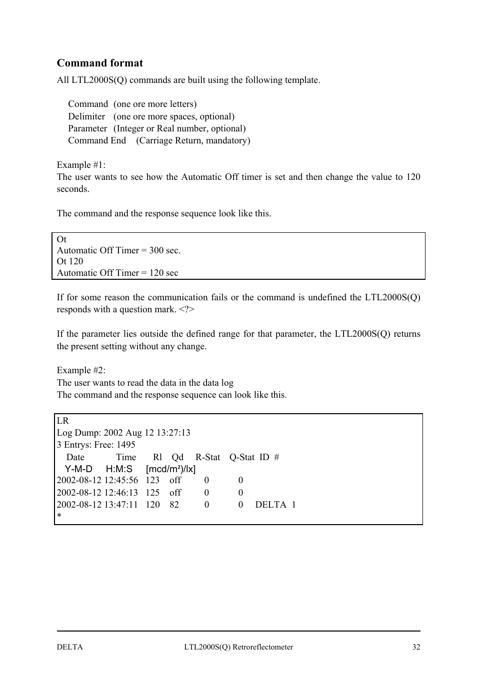 Command format | Delta LTL2000S User Manual | Page 36 / 45