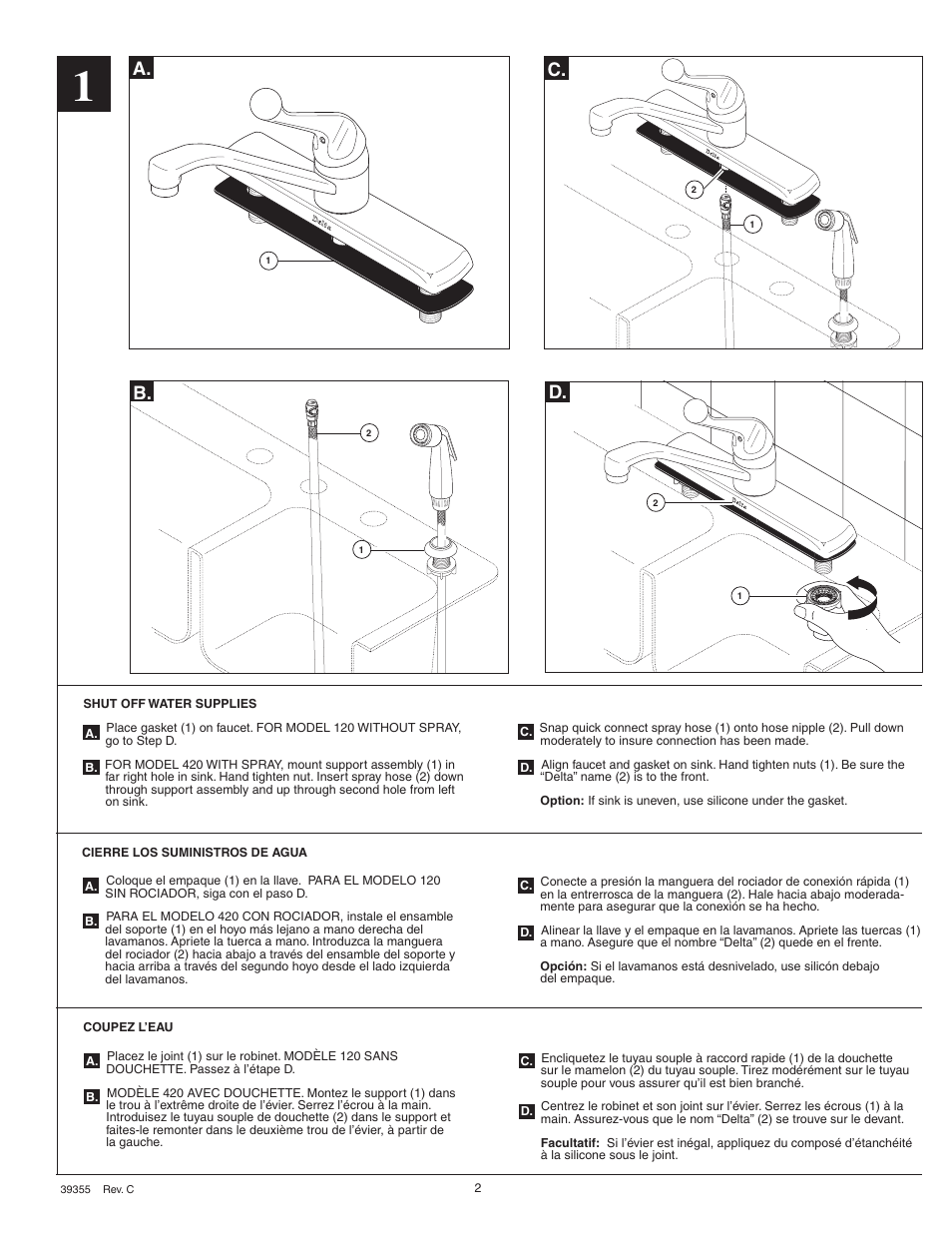 A. b. d. c | Delta 420 Series User Manual | Page 2 / 6