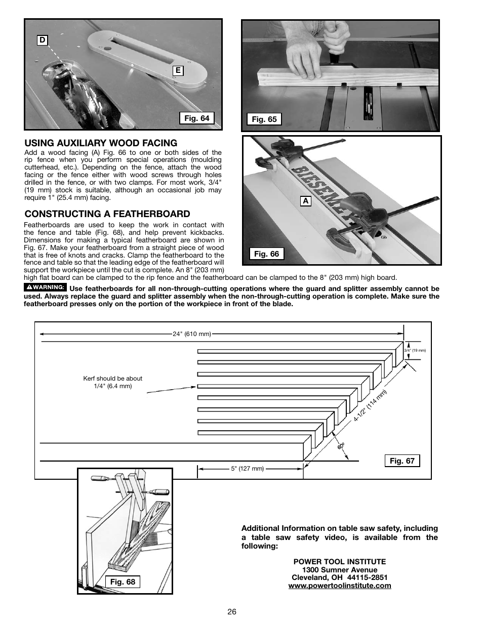 Using auxiliary wood facing, Constructing a featherboard | Delta N028314 User Manual | Page 26 / 88