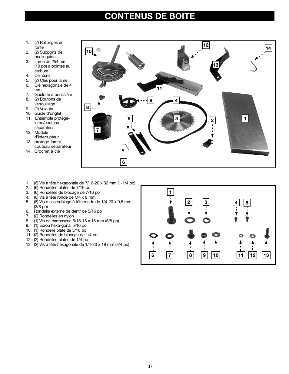 Contenus de boite | Delta N028314 User Manual | Page 37 / 88
