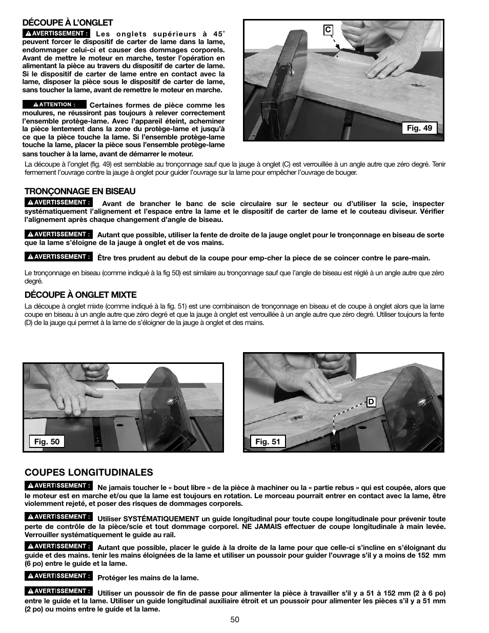 Coupes longitudinales | Delta N028314 User Manual | Page 50 / 88