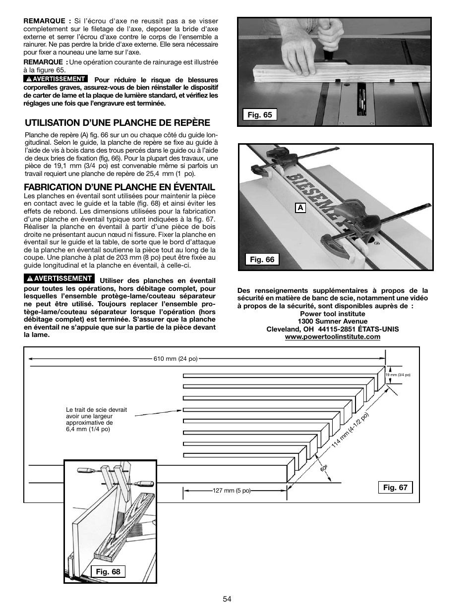 Utilisation d’une planche de repère, Fabrication d’une planche en éventail | Delta N028314 User Manual | Page 54 / 88