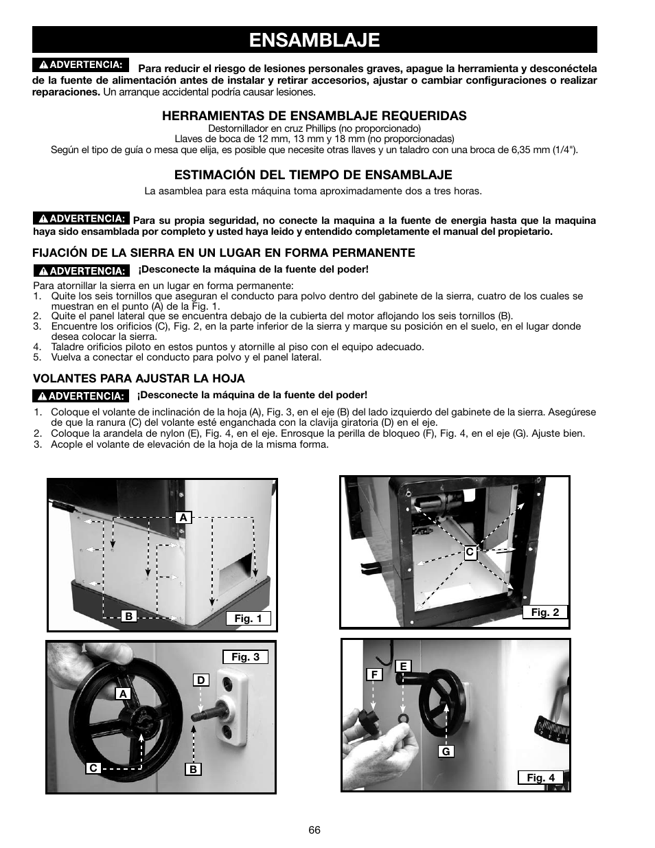 Ensamblaje | Delta N028314 User Manual | Page 66 / 88