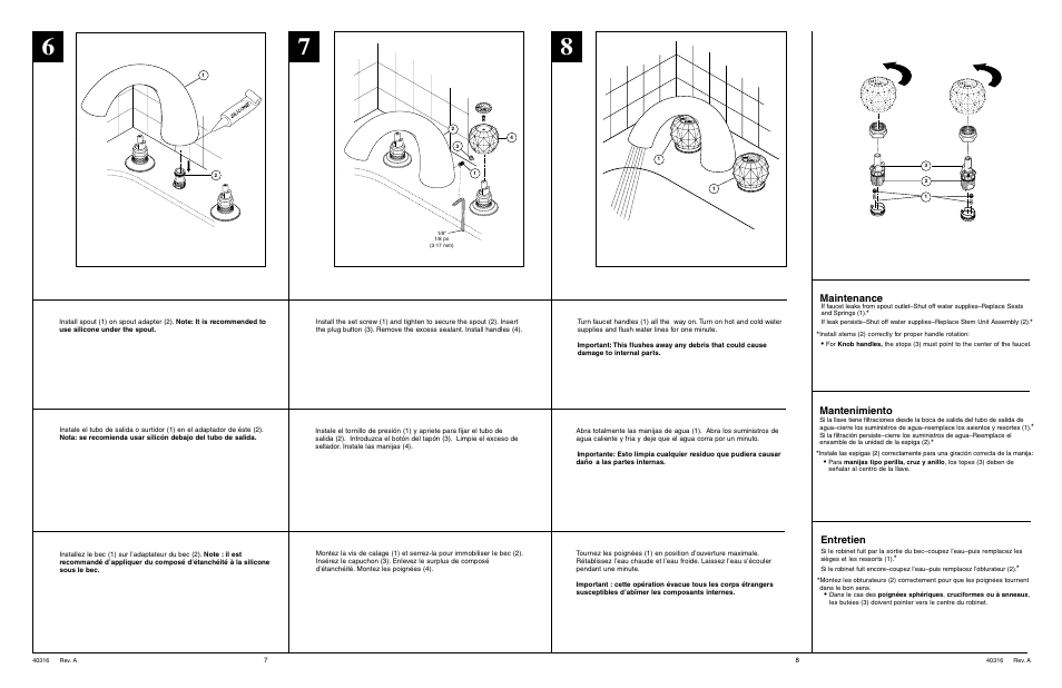 Maintenance, Entretien, Mantenimiento | Delta 2705 Series User Manual | Page 4 / 4