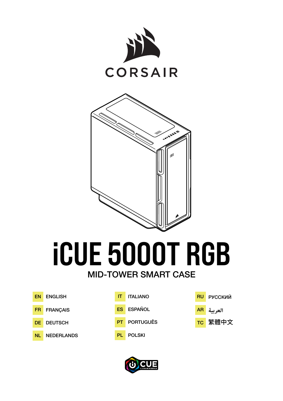 Corsair iCUE 5000T Mid Tower Desktop Case (Black) User Manual | 145 pages