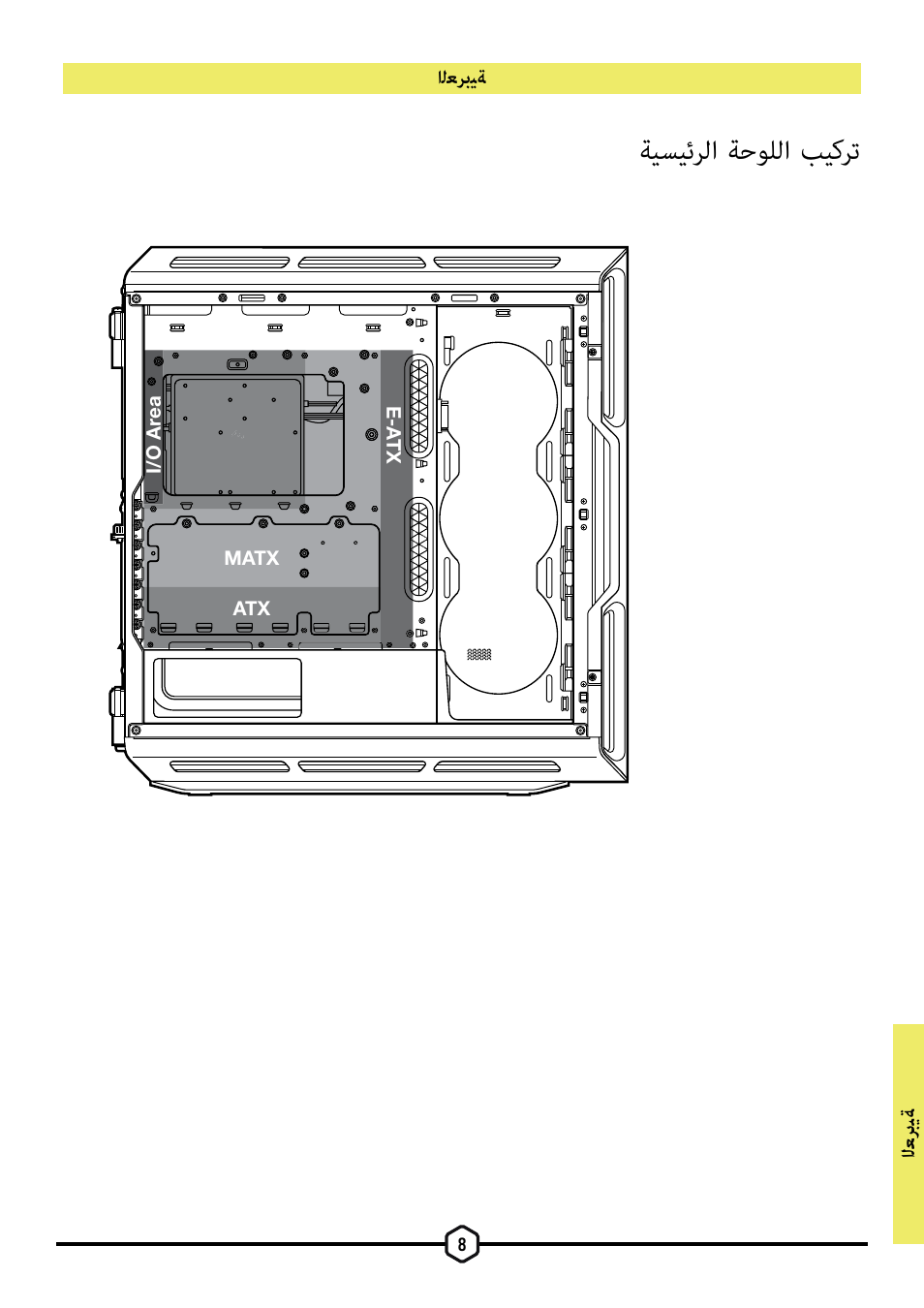 ةيسيئرلا ةحوللا بيكرت, اﻟﻌ ﺮﺑﻴﺔ, اﻟﻌﺮﺑﻴﺔ | Corsair iCUE 5000T Mid Tower Desktop Case (Black) User Manual | Page 126 / 145