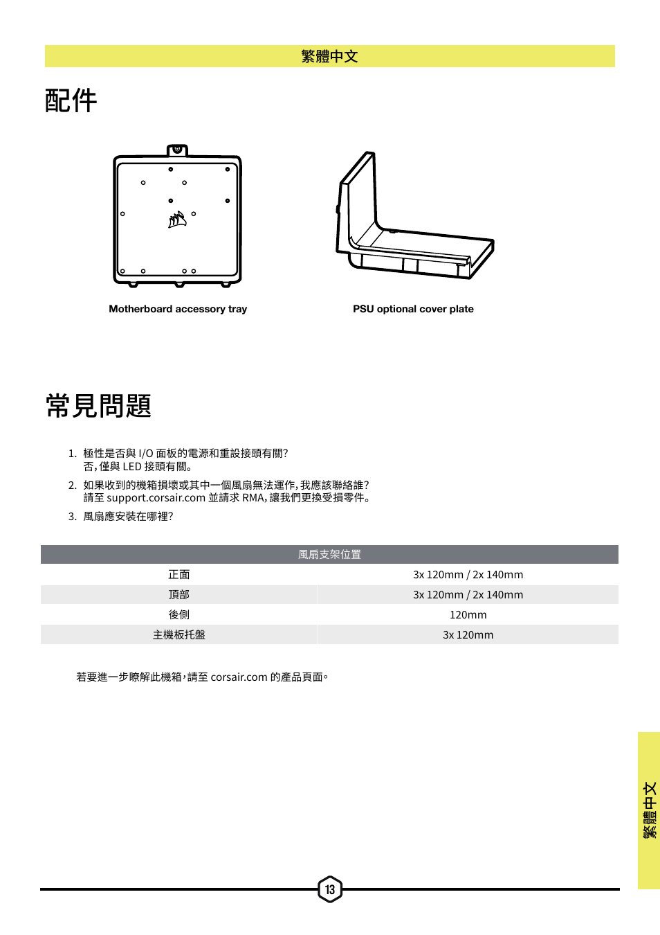 配件 常見問題 | Corsair iCUE 5000T Mid Tower Desktop Case (Black) User Manual | Page 144 / 145