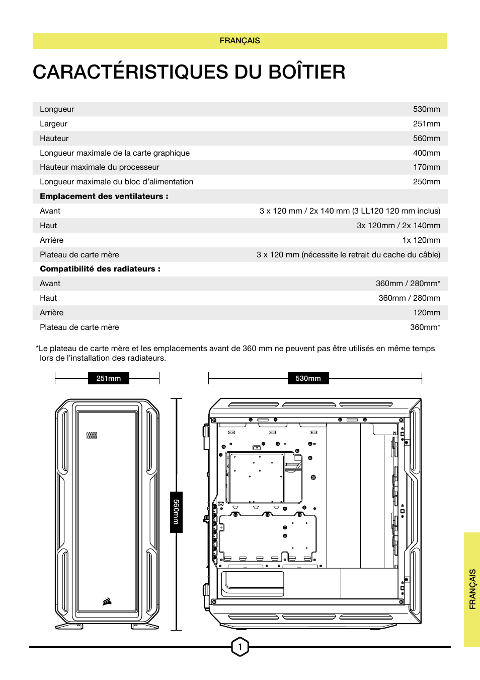 Caractéristiques du boîtier | Corsair iCUE 5000T Mid Tower Desktop Case (Black) User Manual | Page 15 / 145