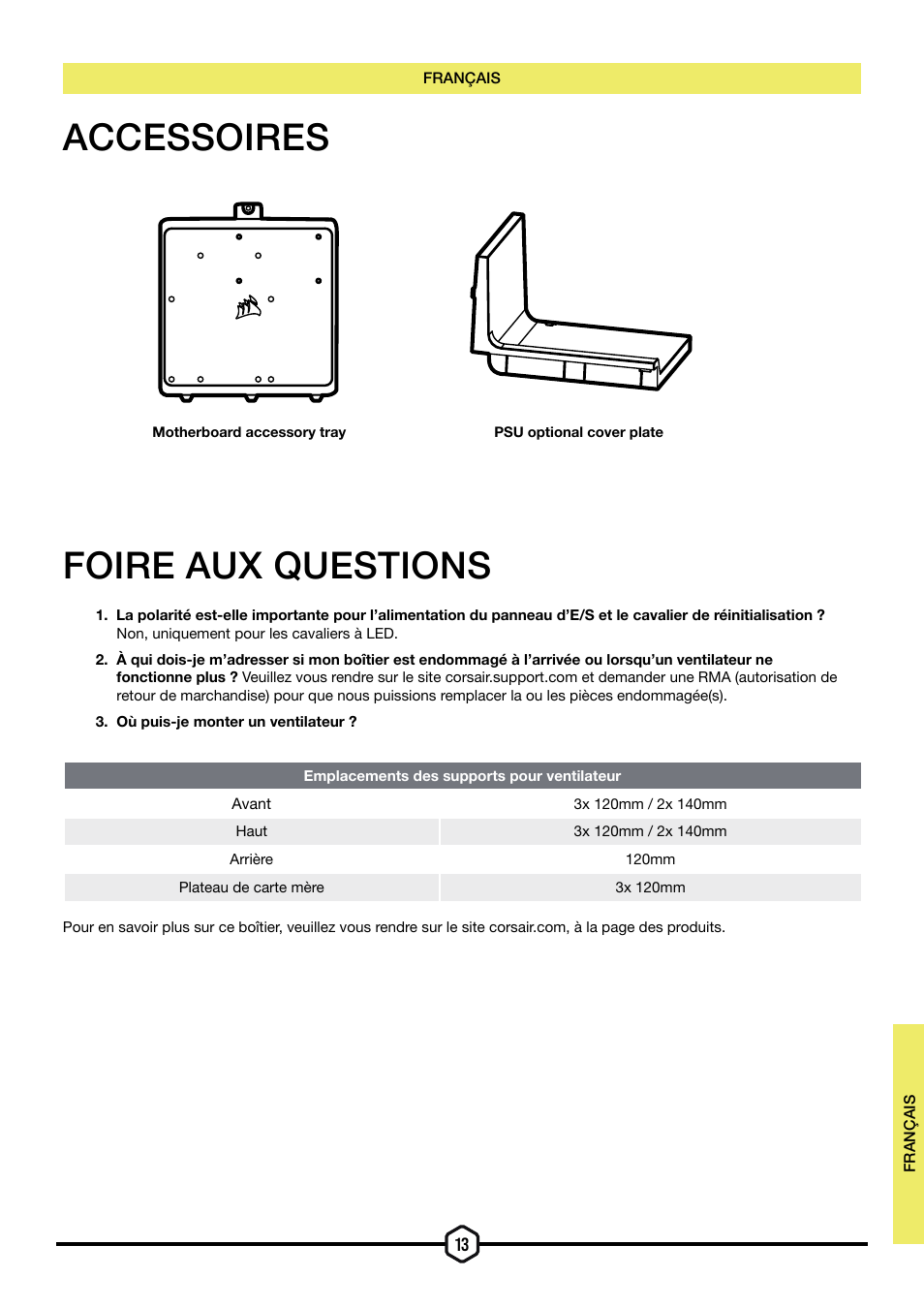 Accessoires foire aux questions | Corsair iCUE 5000T Mid Tower Desktop Case (Black) User Manual | Page 27 / 145