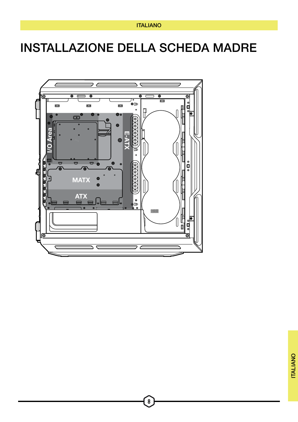 Installazione della scheda madre | Corsair iCUE 5000T Mid Tower Desktop Case (Black) User Manual | Page 61 / 145