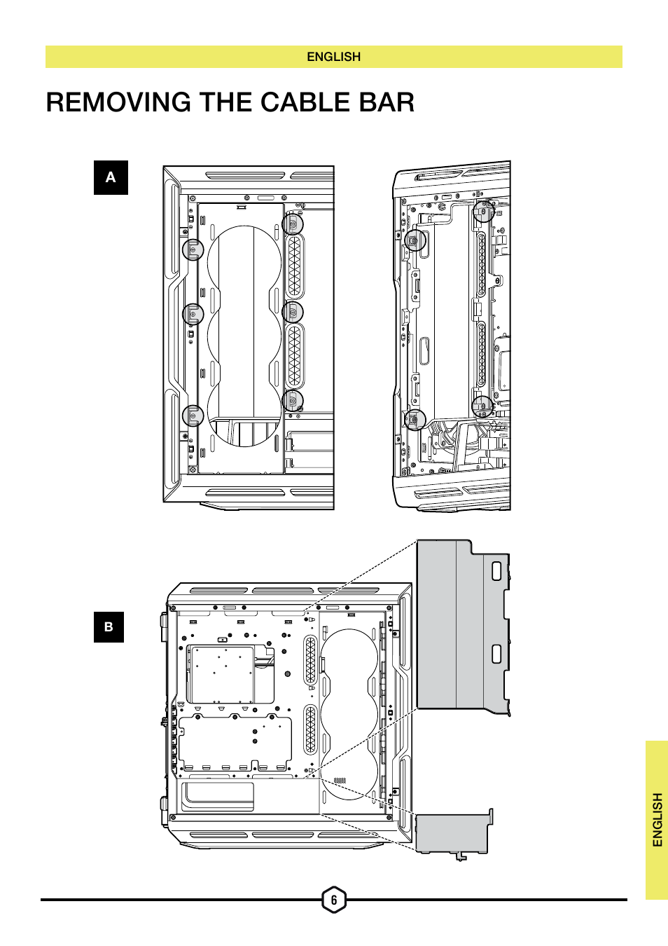 Removing the cable bar | Corsair iCUE 5000T Mid Tower Desktop Case (Black) User Manual | Page 7 / 145