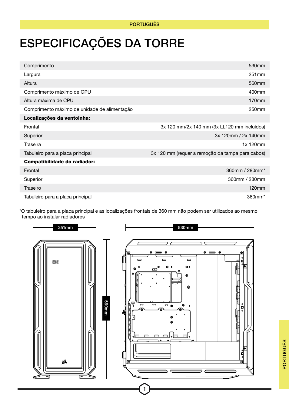 Especificações da torre | Corsair iCUE 5000T Mid Tower Desktop Case (Black) User Manual | Page 80 / 145