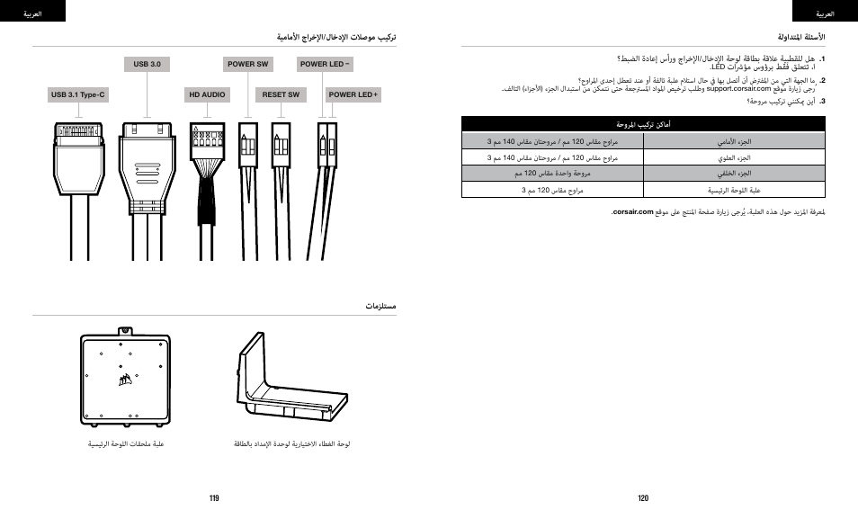 ﺔﻴﻣﺎﻣﻷا جاﺮﺧﻹا/لﺎﺧدﻹا تﻼﺻﻮﻣ ﺐﻴﻛﺮﺗ تﺎﻣﺰﻠﺘﺴﻣ, تاﴍﺆﻣ سوؤﺮﺑ ﻂﻘﻓ ﻖﻠﻌﺘﺗ ،ا | Corsair iCUE 5000X RGB Mid-Tower SmDesktop Case (White) User Manual | Page 62 / 68