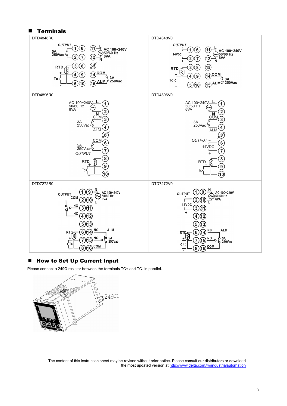 Delta Temperature Controller DTD Series User Manual | Page 7 / 7