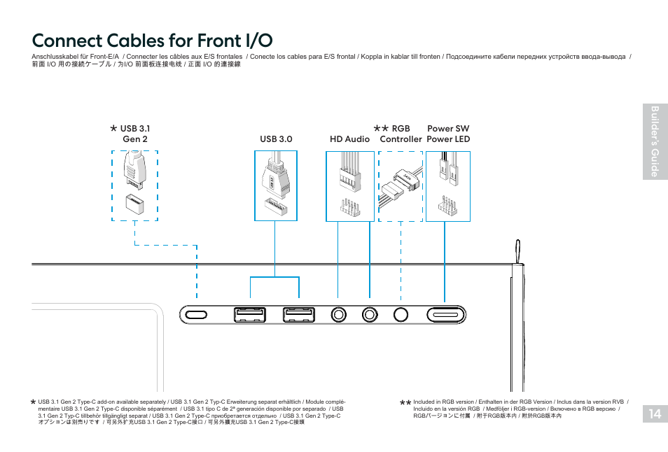Connect cables for front i/o | Fractal Design Pop Air Mid-Tower Case (Black with Tempered Glass Window) User Manual | Page 15 / 36