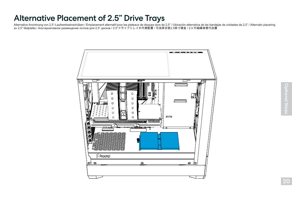 Alternative placement of 2.5” drive trays | Fractal Design Pop Air Mid-Tower Case (Black with Tempered Glass Window) User Manual | Page 21 / 36