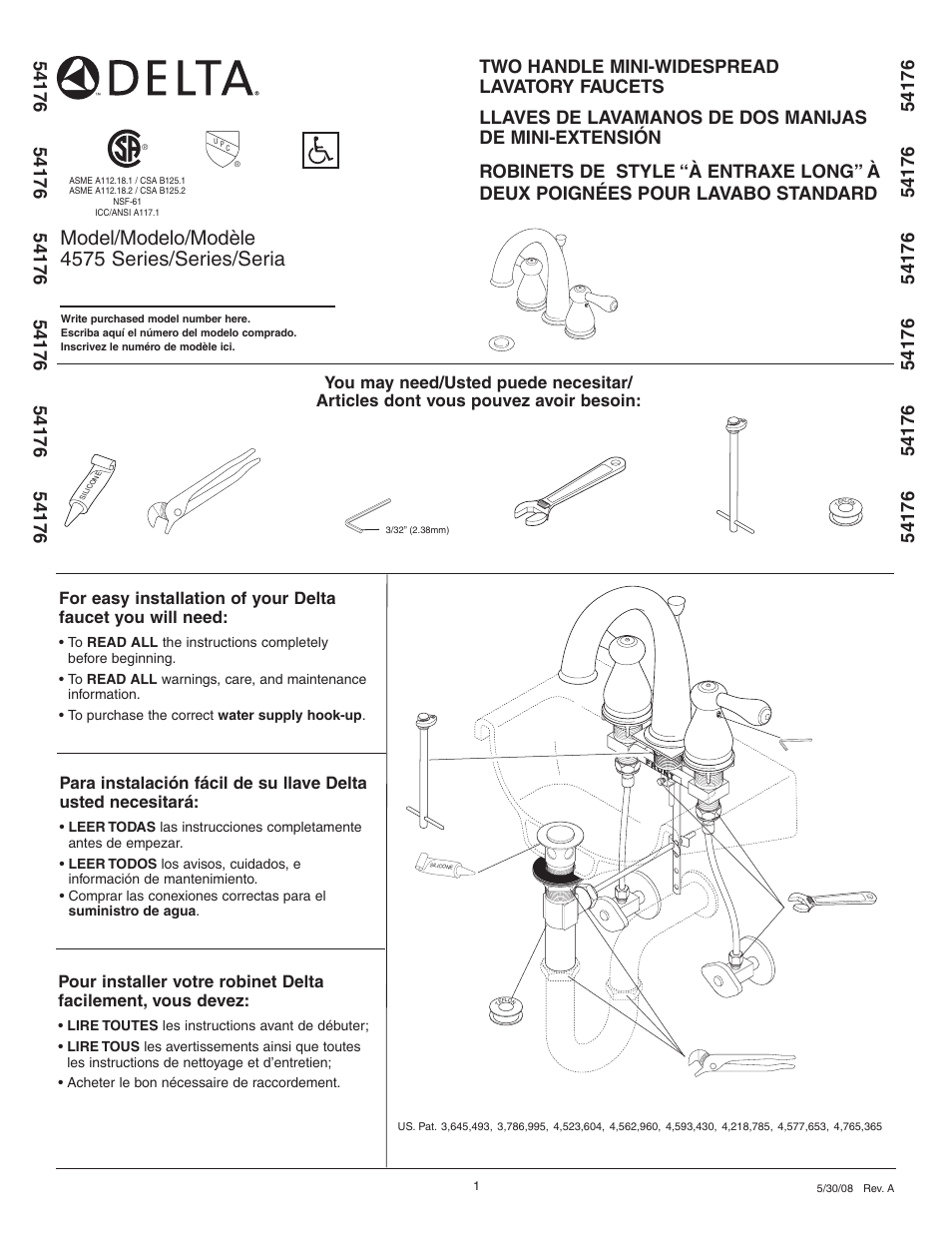 Delta 4575 Series User Manual | 8 pages