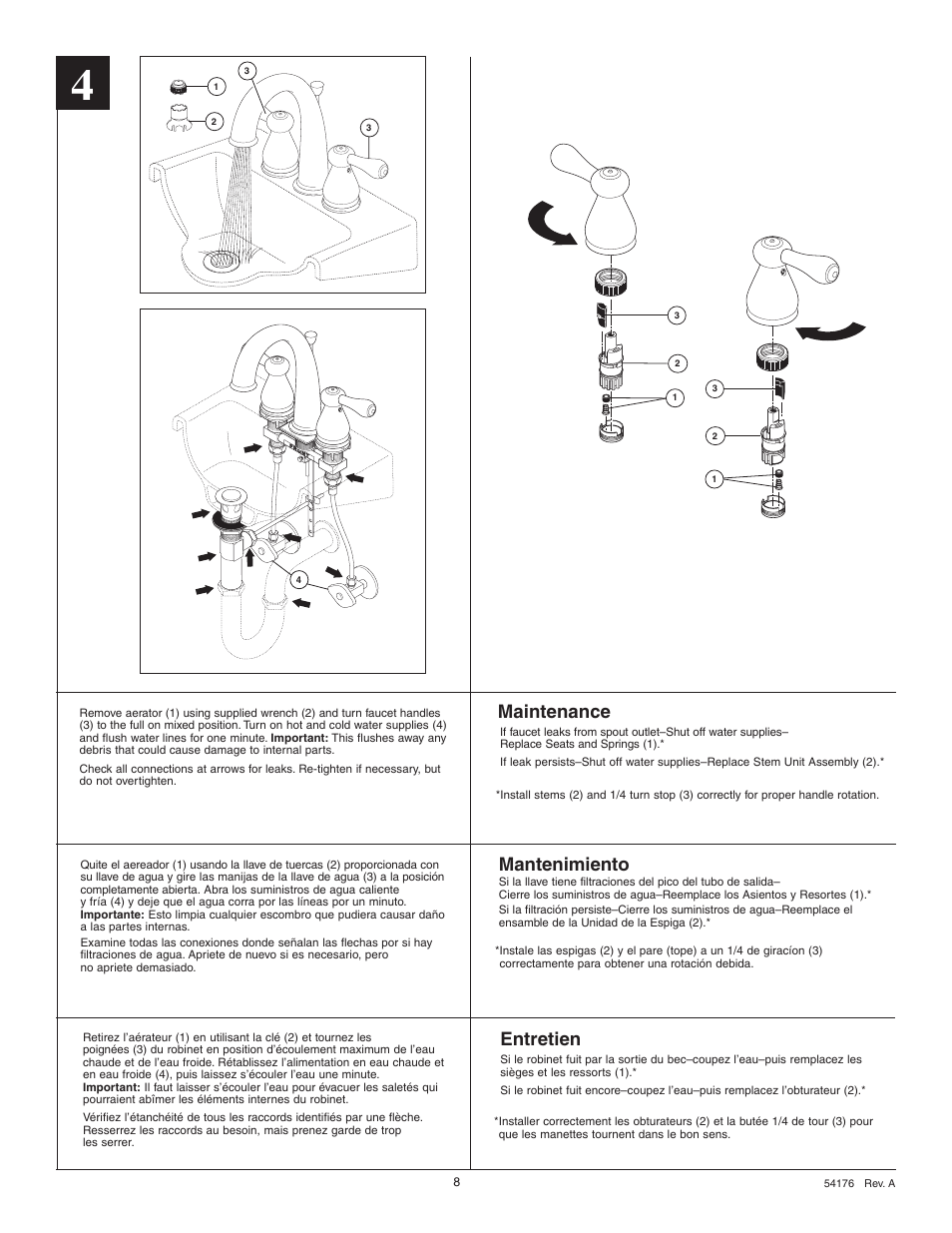 Maintenance, Entretien, Mantenimiento | Delta 4575 Series User Manual | Page 8 / 8