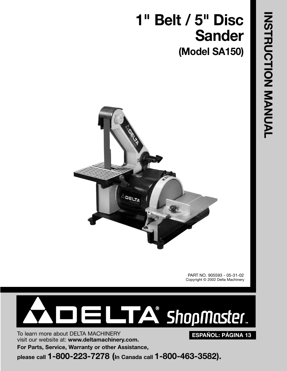 Delta SA150 User Manual | 12 pages