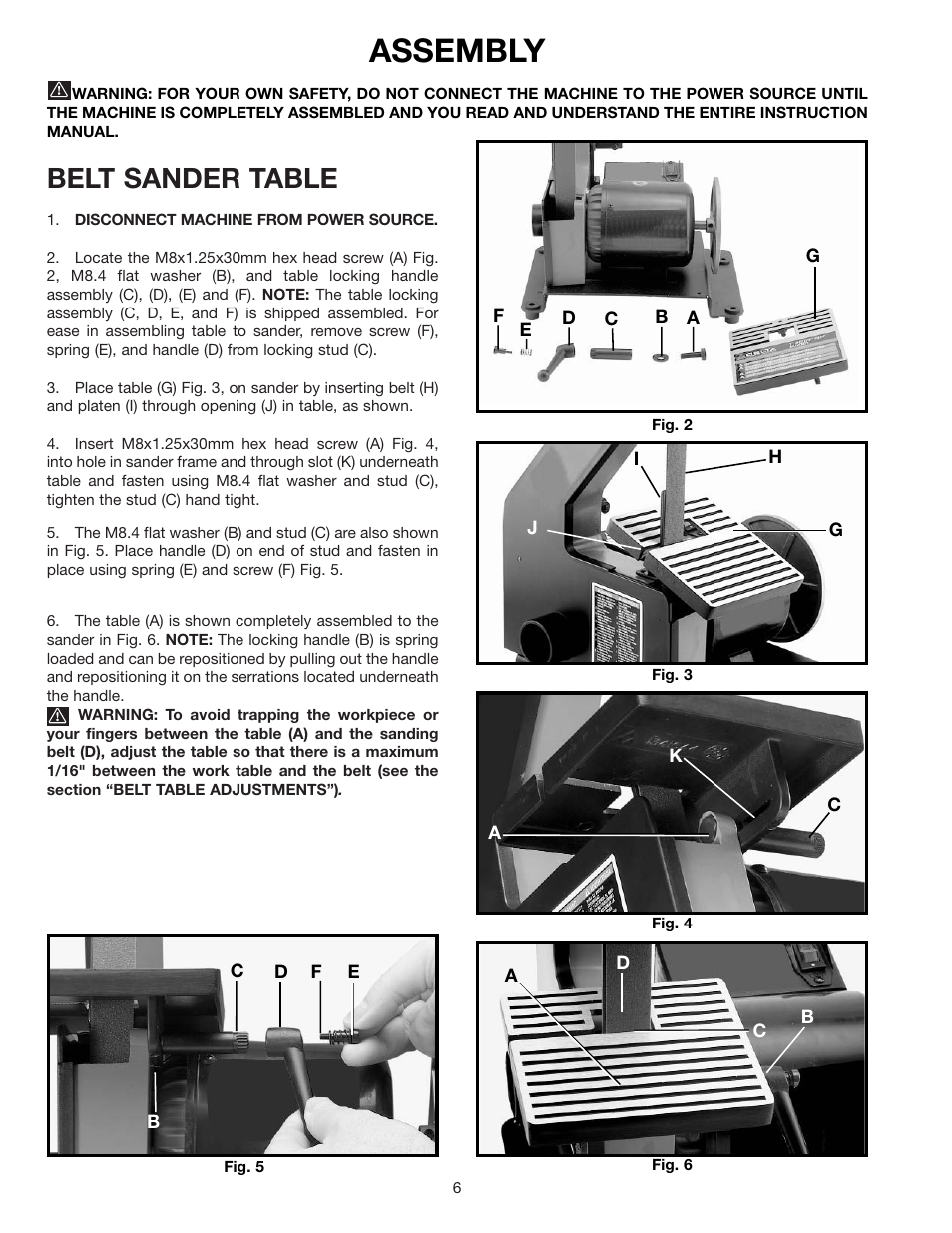 Assembly, Belt sander table | Delta SA150 User Manual | Page 6 / 12