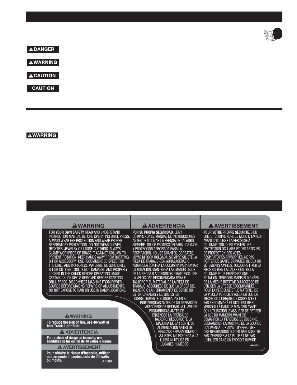 Safety guidelines - definitions, Tool warning labels | Delta 17-950L User Manual | Page 3 / 23