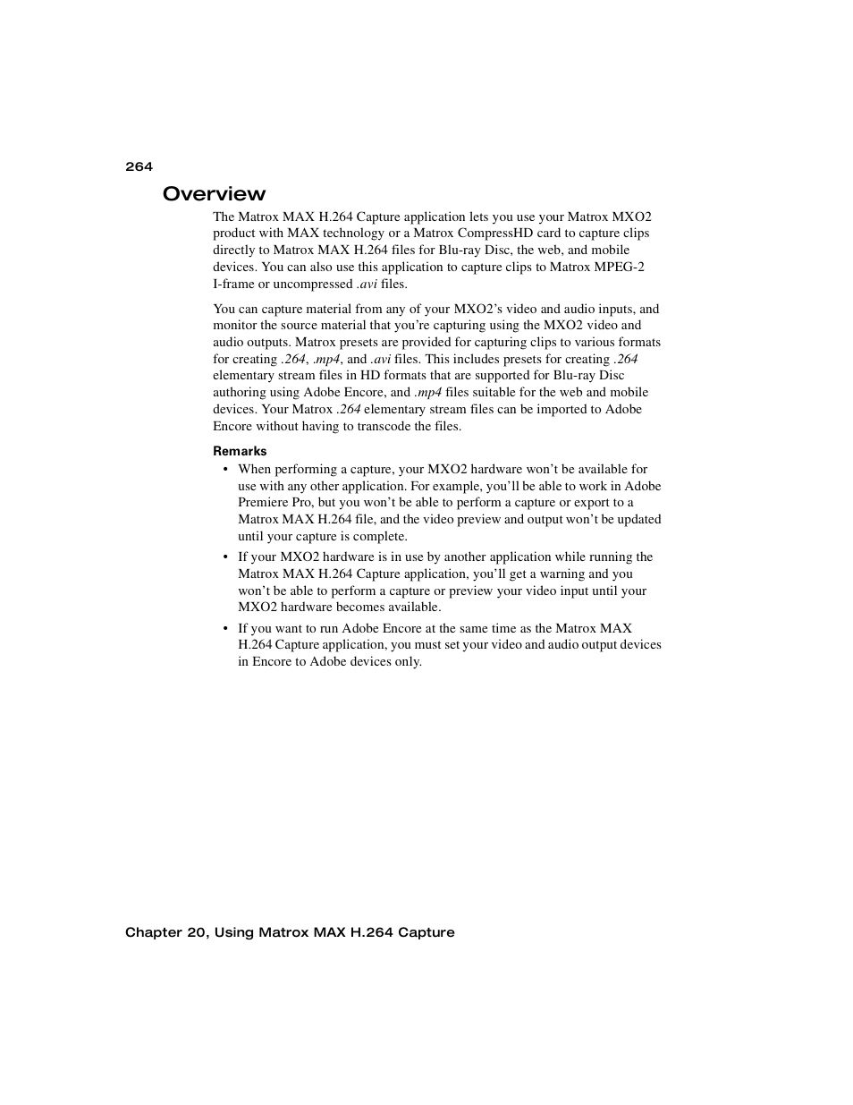 Overview | Matrox MXO2 PCIe Host Adapter User Manual | Page 288 / 388