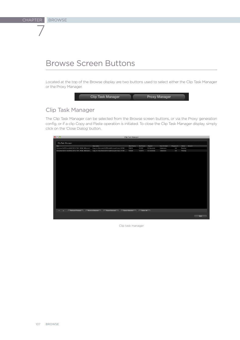 Browse screen buttons | Blackmagic Design DaVinci Resolve Advanced Panel User Manual | Page 107 / 435