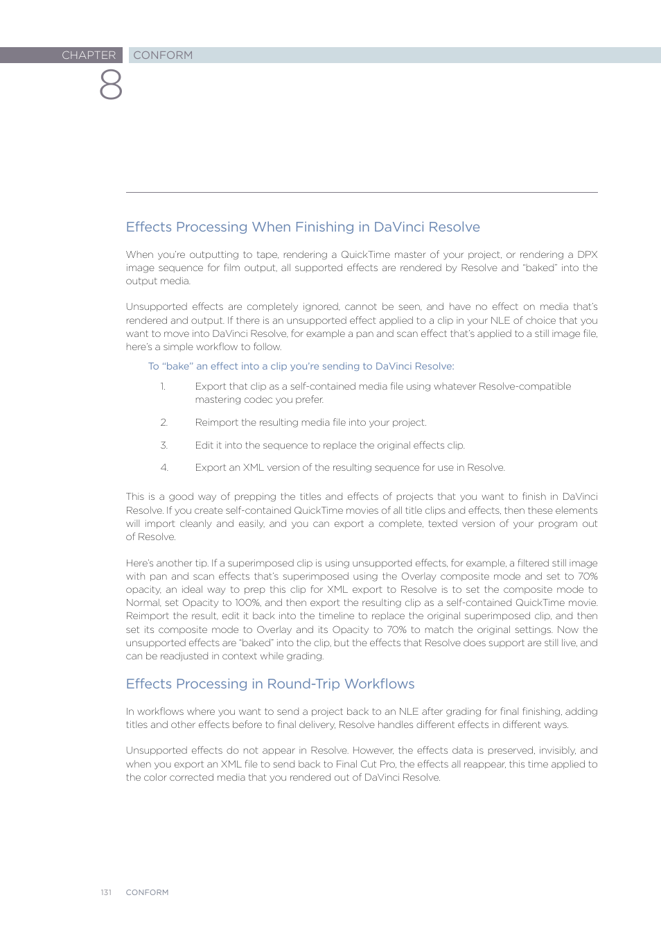 Effects processing in round-trip workflows | Blackmagic Design DaVinci Resolve Advanced Panel User Manual | Page 131 / 435