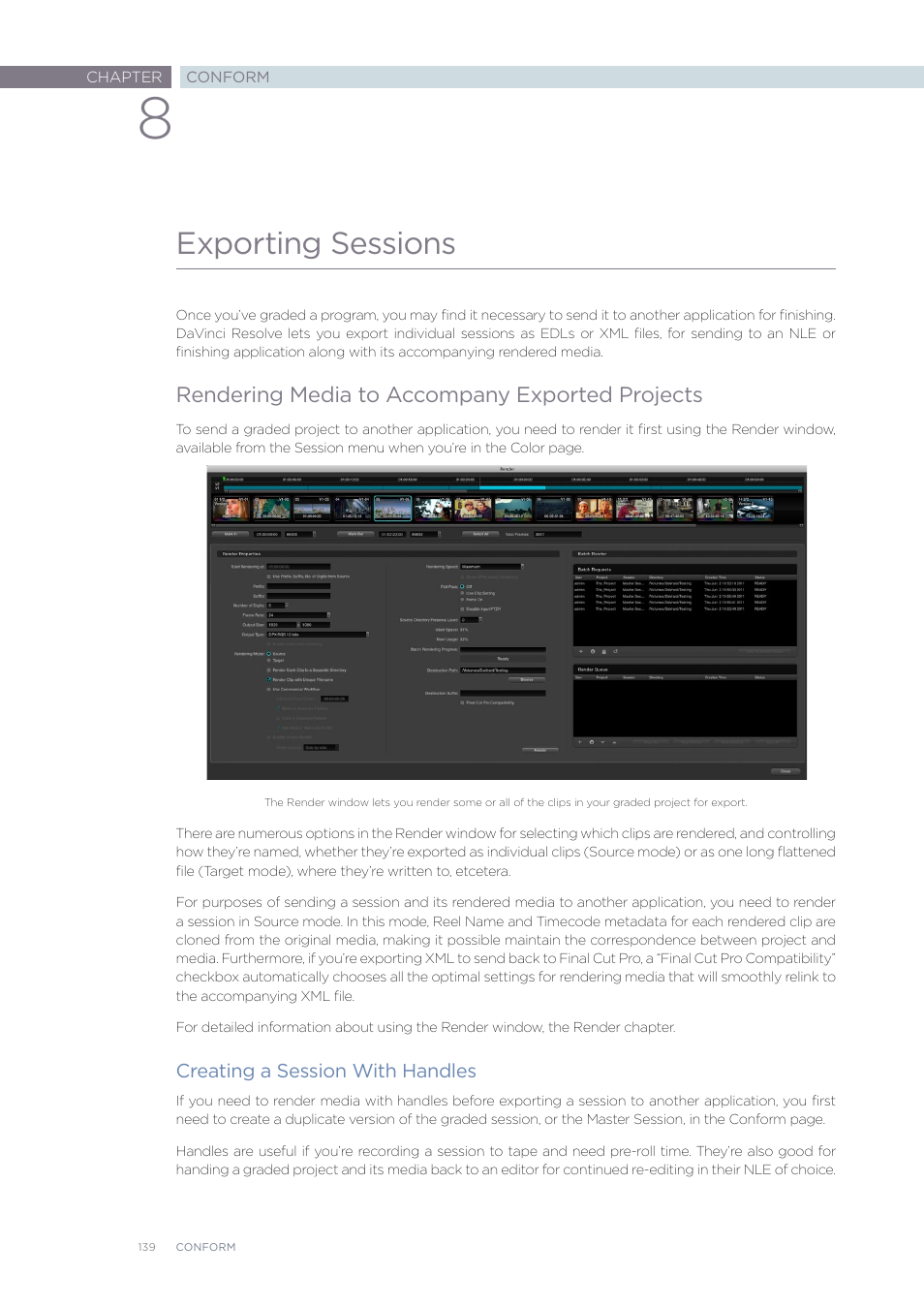 Exporting sessions | Blackmagic Design DaVinci Resolve Advanced Panel User Manual | Page 139 / 435