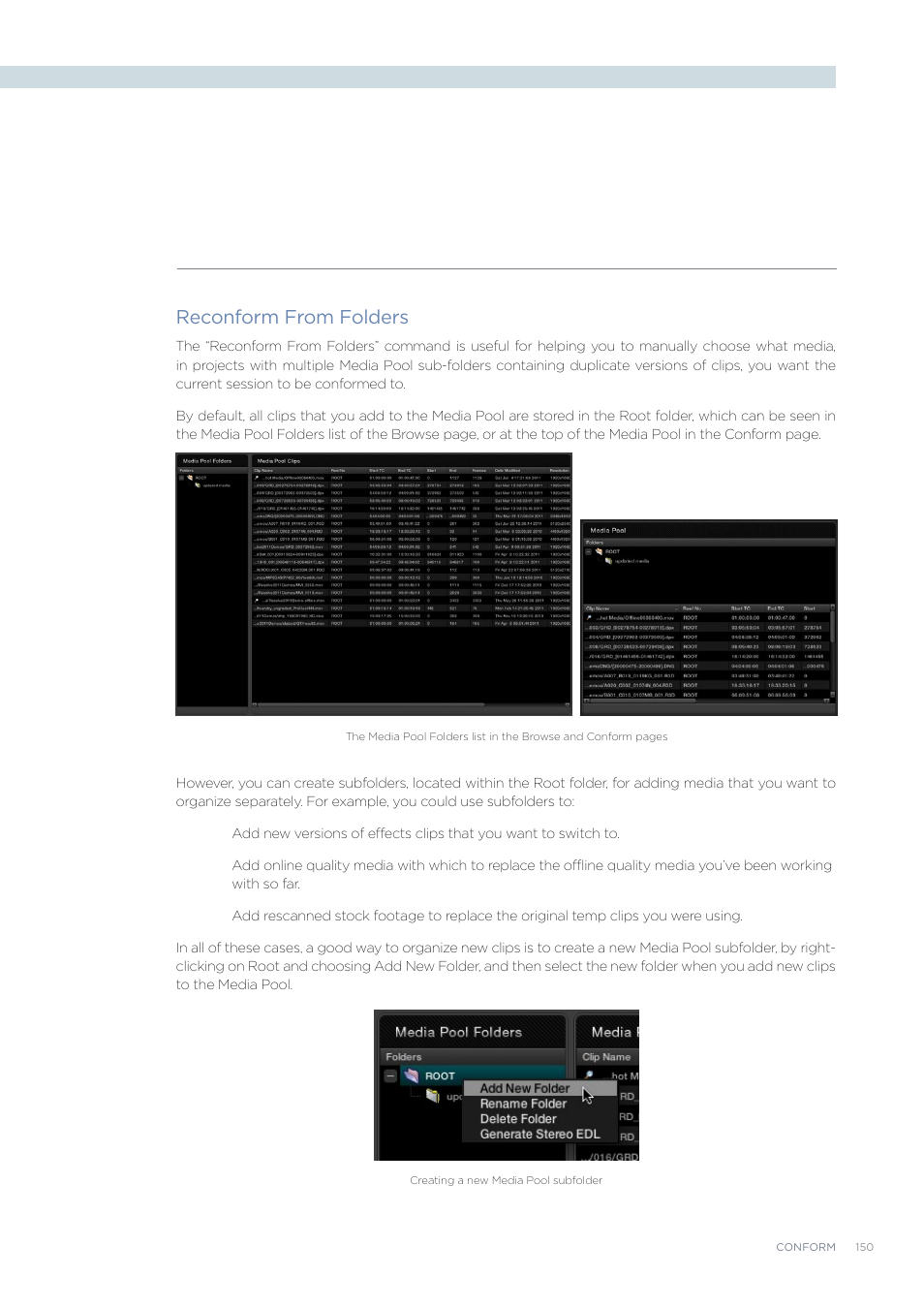 Reconform from folders | Blackmagic Design DaVinci Resolve Advanced Panel User Manual | Page 150 / 435