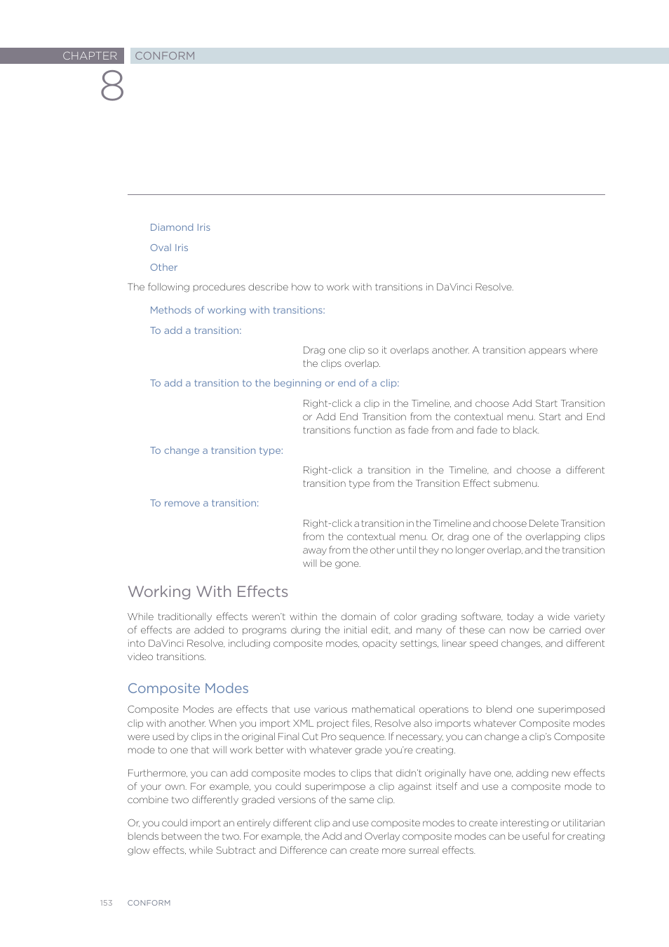 Working with effects, Composite modes | Blackmagic Design DaVinci Resolve Advanced Panel User Manual | Page 153 / 435