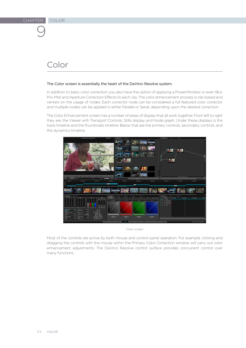 Color | Blackmagic Design DaVinci Resolve Advanced Panel User Manual | Page 173 / 435