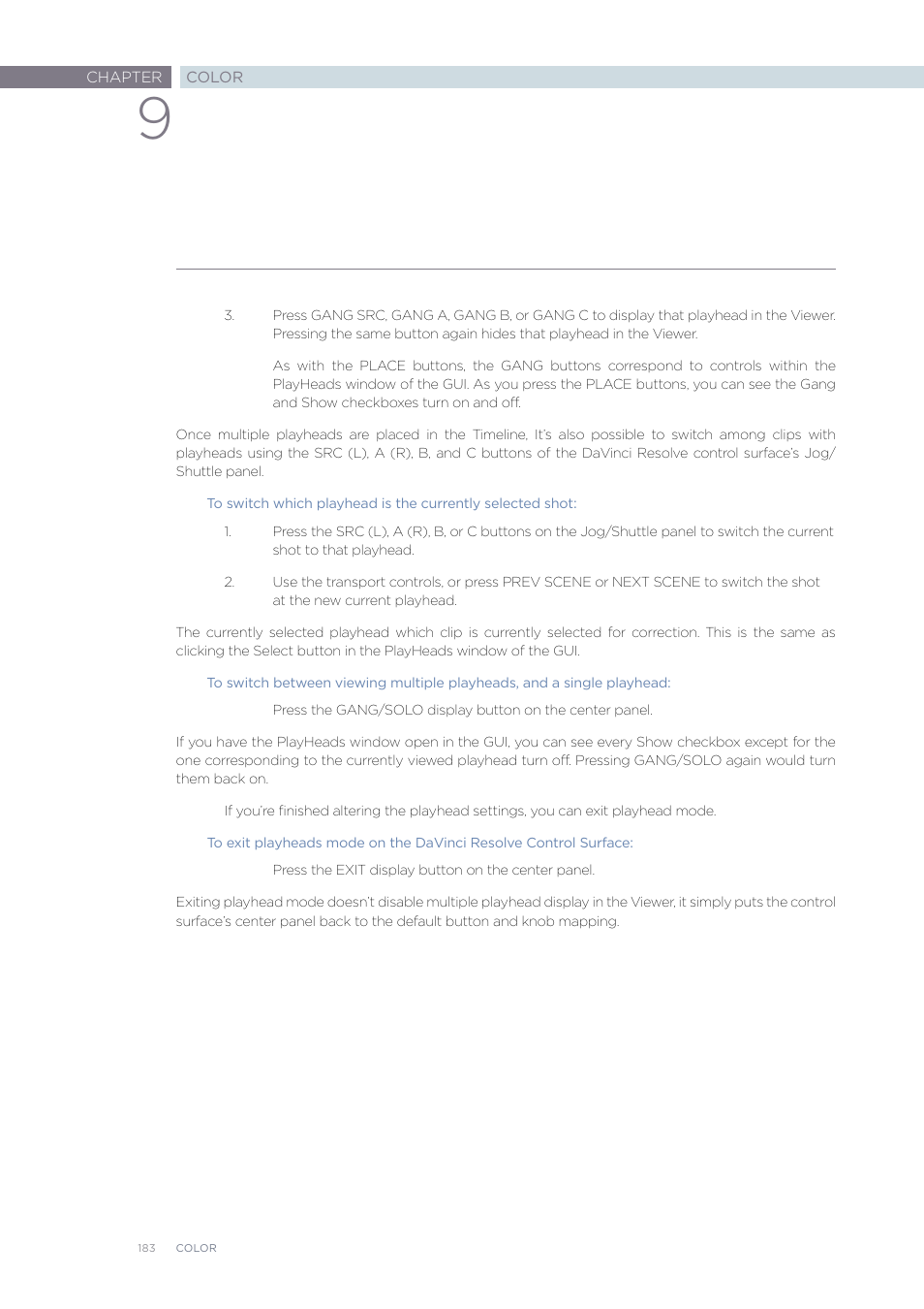 Blackmagic Design DaVinci Resolve Advanced Panel User Manual | Page 183 / 435