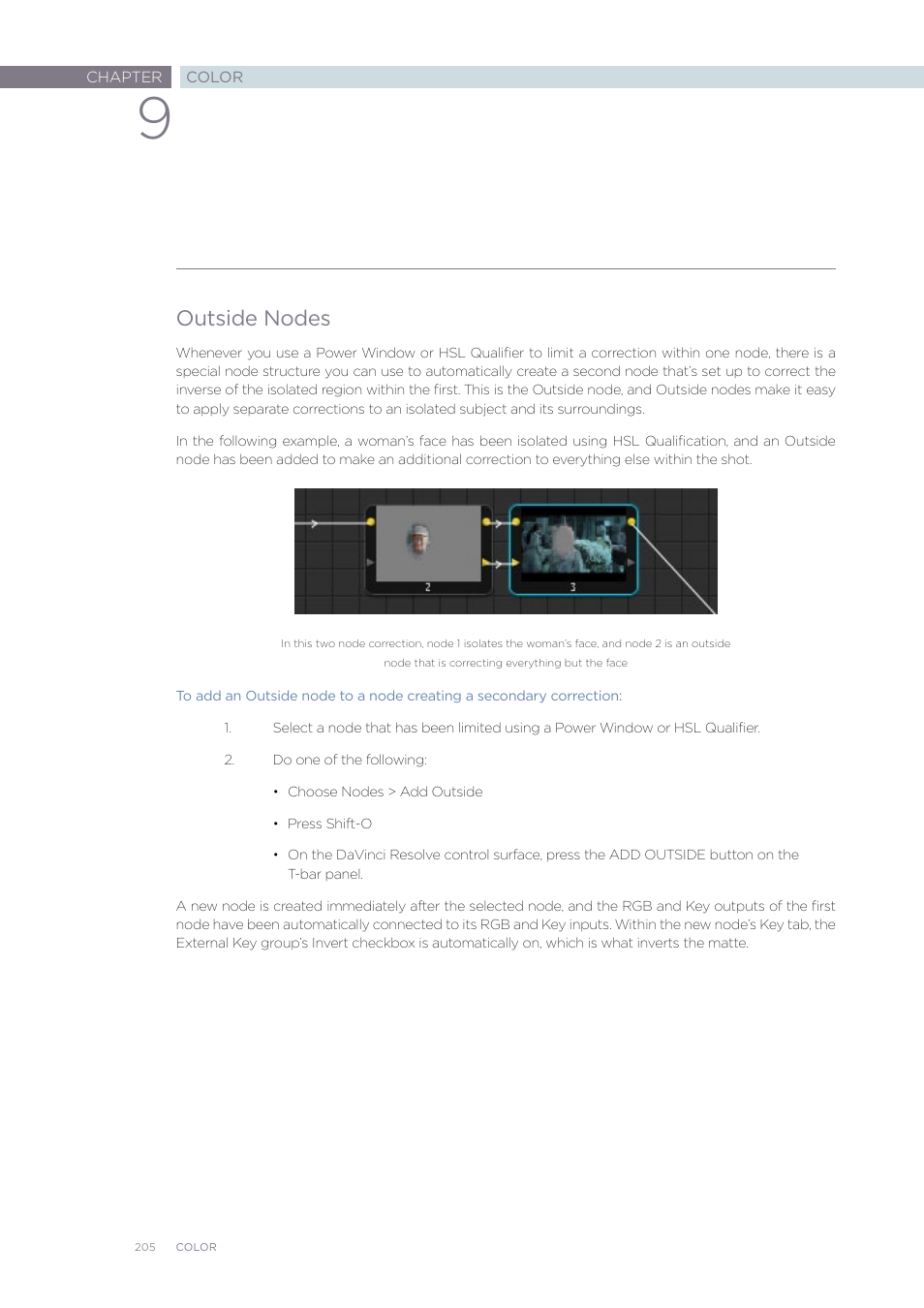 Outside nodes | Blackmagic Design DaVinci Resolve Advanced Panel User Manual | Page 205 / 435