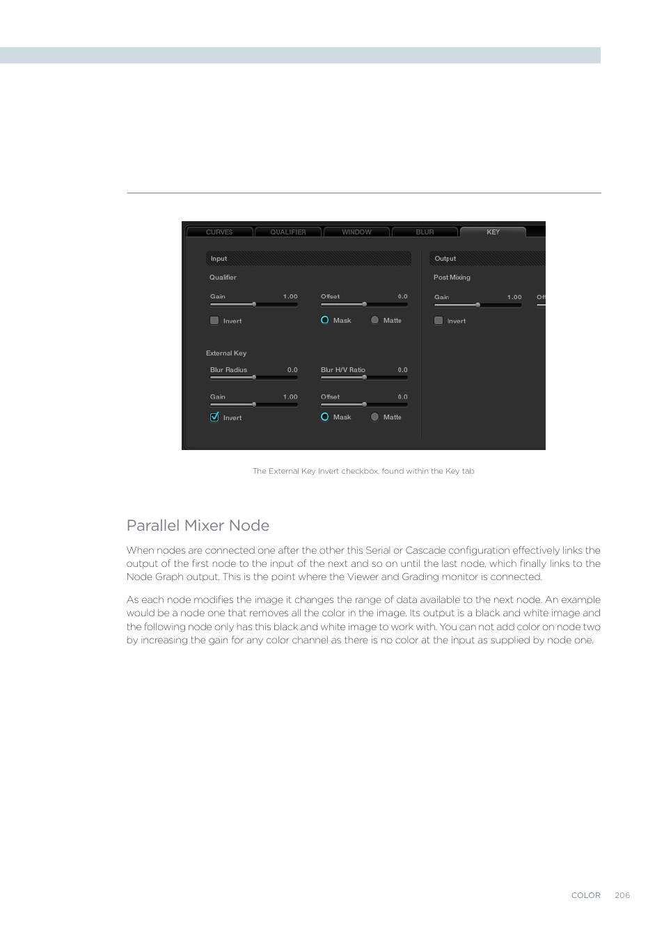 Parallel mixer node | Blackmagic Design DaVinci Resolve Advanced Panel User Manual | Page 206 / 435