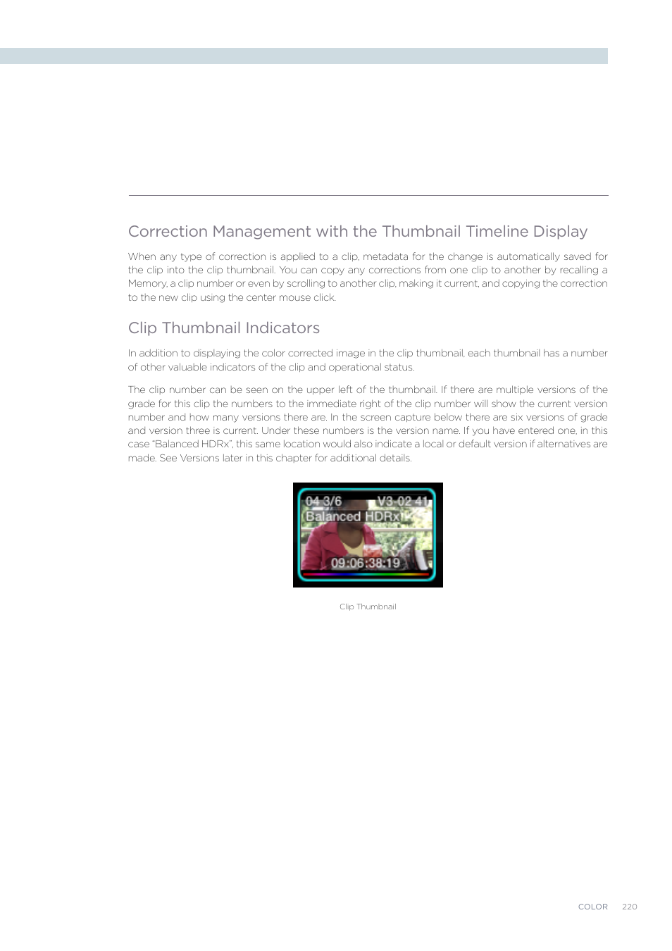 Clip thumbnail indicators | Blackmagic Design DaVinci Resolve Advanced Panel User Manual | Page 220 / 435