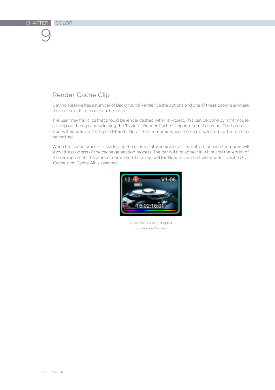 Render cache clip | Blackmagic Design DaVinci Resolve Advanced Panel User Manual | Page 227 / 435