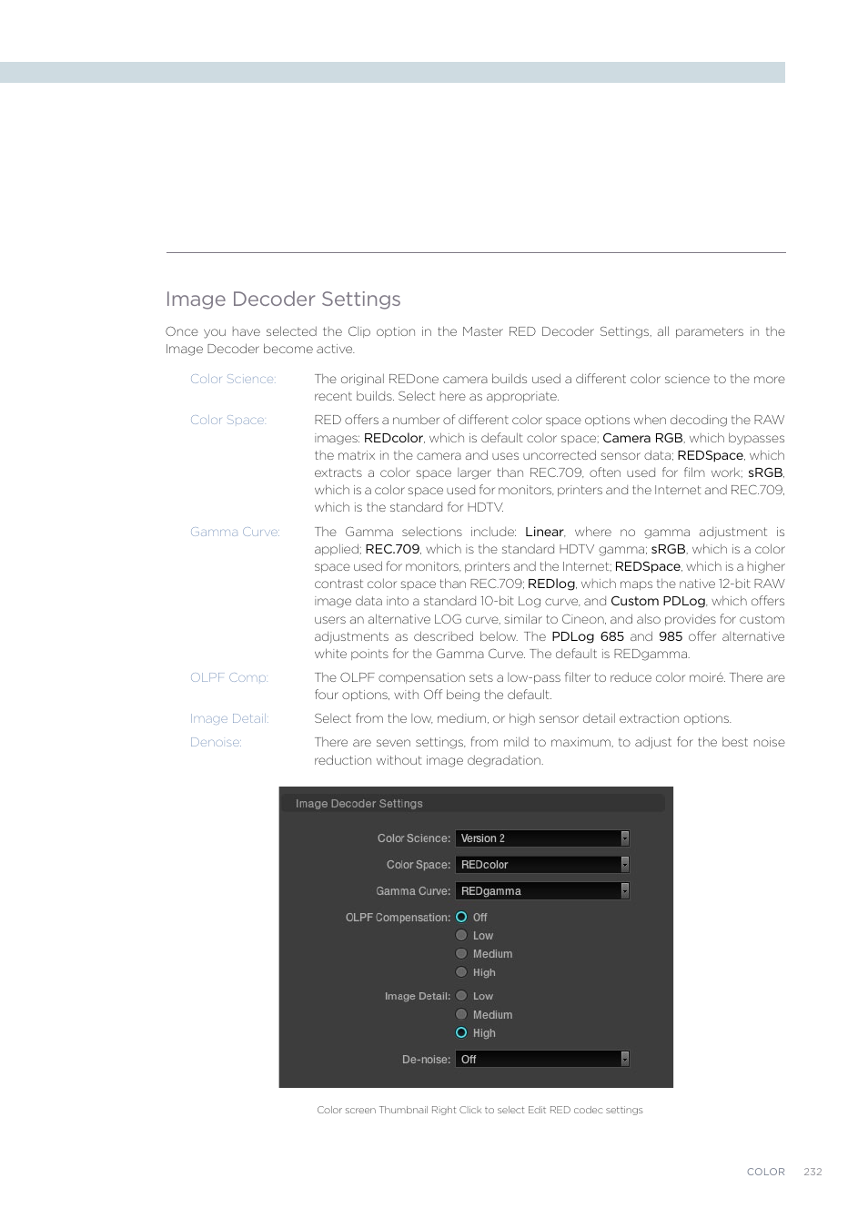 Image decoder settings | Blackmagic Design DaVinci Resolve Advanced Panel User Manual | Page 232 / 435