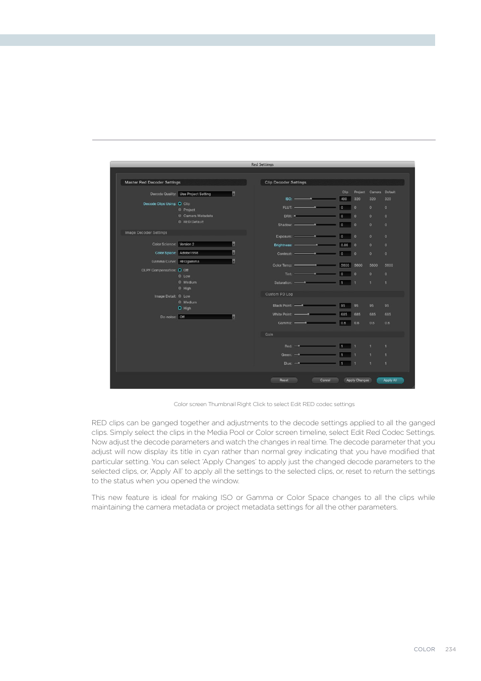 Blackmagic Design DaVinci Resolve Advanced Panel User Manual | Page 234 / 435