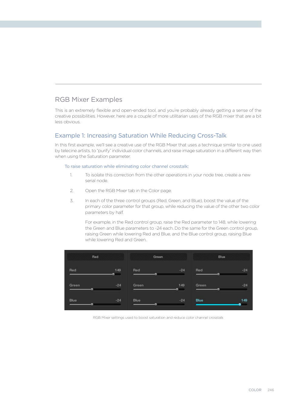 Rgb mixer examples | Blackmagic Design DaVinci Resolve Advanced Panel User Manual | Page 246 / 435