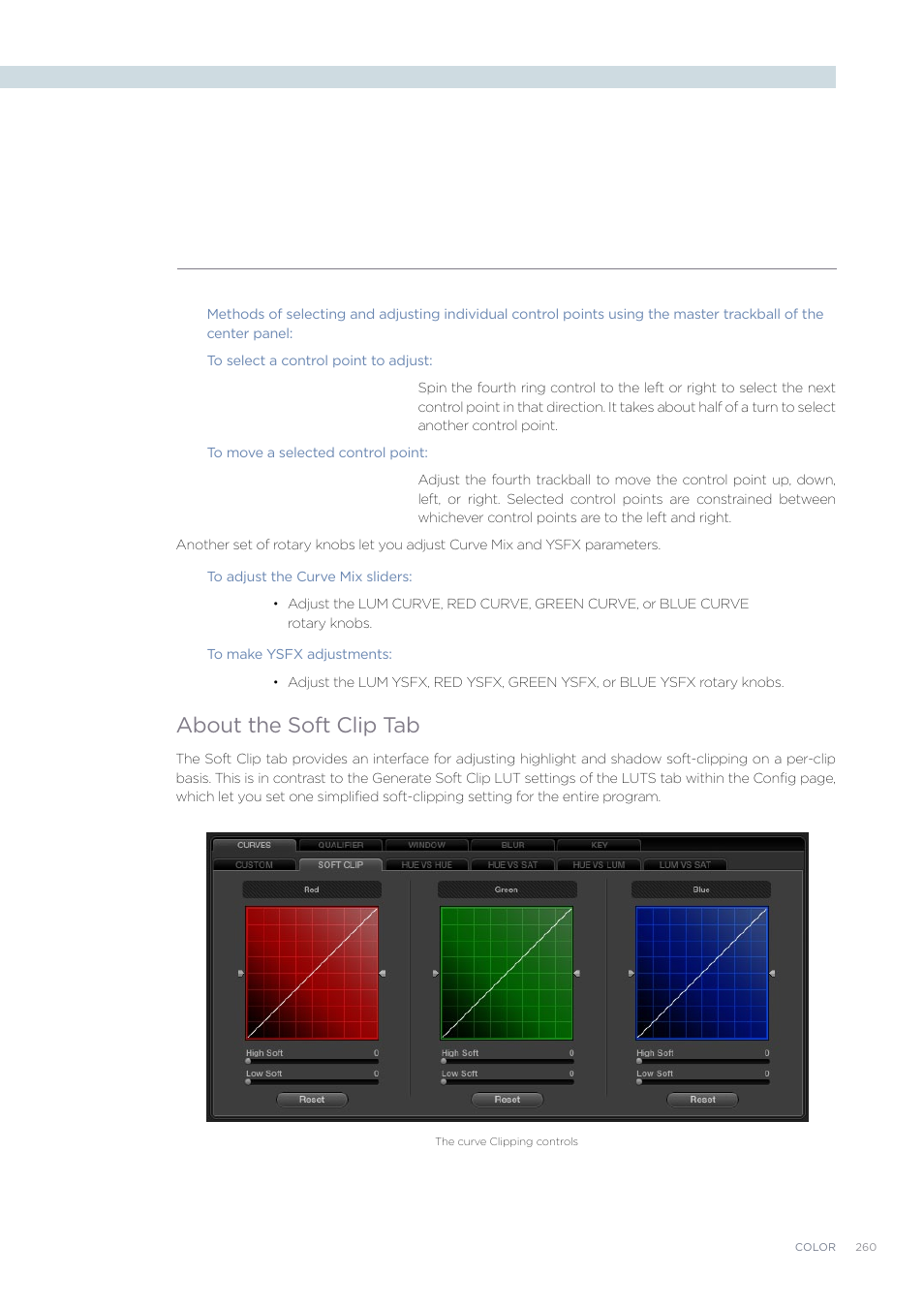 About the soft clip tab | Blackmagic Design DaVinci Resolve Advanced Panel User Manual | Page 260 / 435