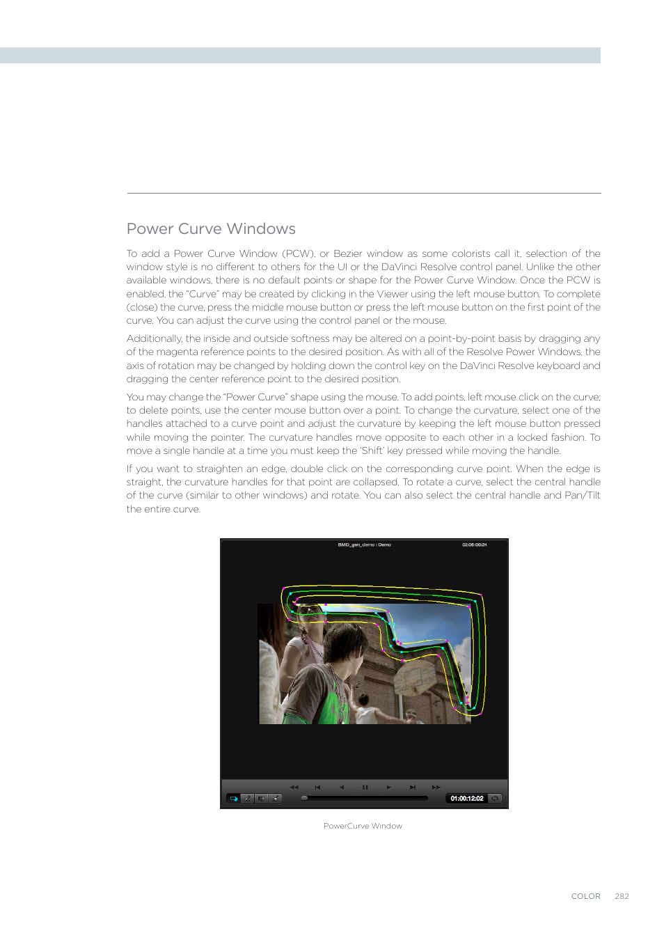 Power curve windows | Blackmagic Design DaVinci Resolve Advanced Panel User Manual | Page 282 / 435