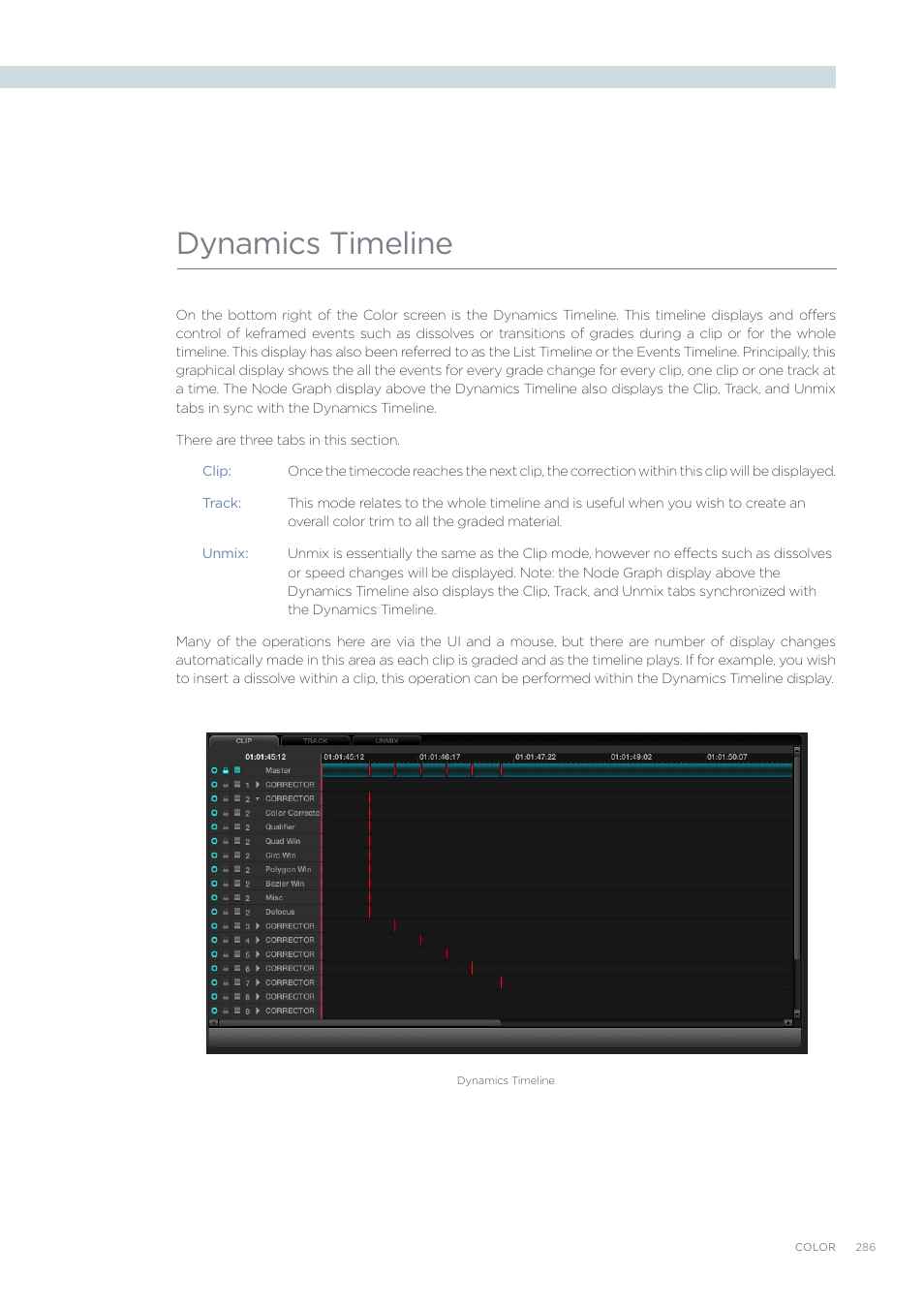 Dynamics timeline | Blackmagic Design DaVinci Resolve Advanced Panel User Manual | Page 286 / 435