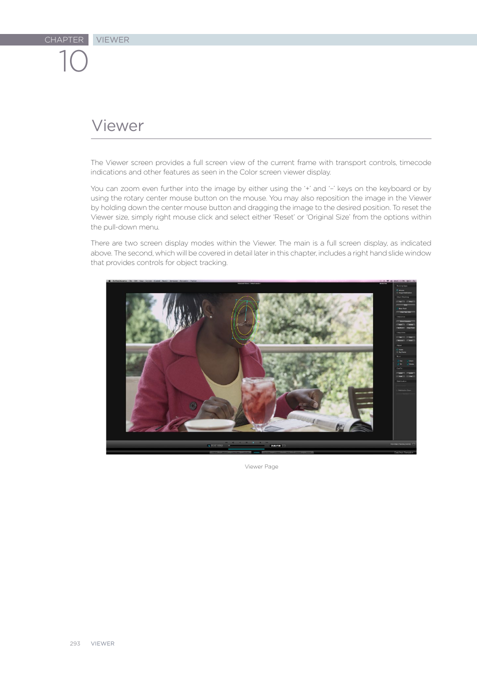 Viewer | Blackmagic Design DaVinci Resolve Advanced Panel User Manual | Page 293 / 435