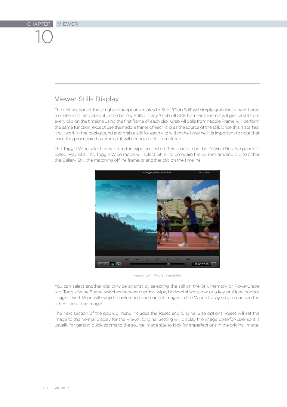 Viewer stills display | Blackmagic Design DaVinci Resolve Advanced Panel User Manual | Page 297 / 435