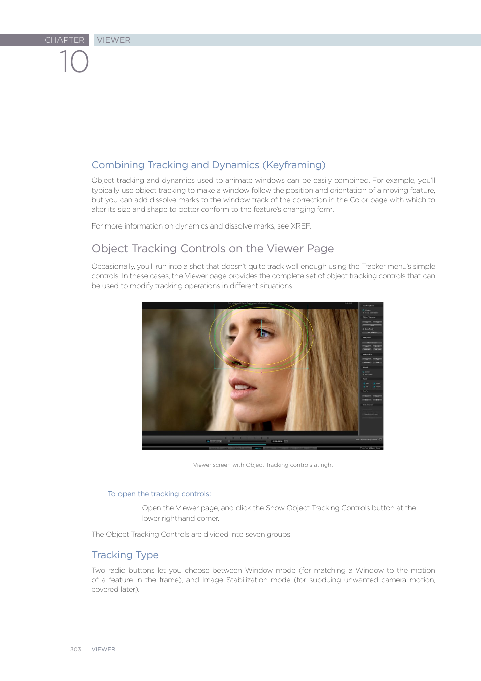 Object tracking controls on the viewer page | Blackmagic Design DaVinci Resolve Advanced Panel User Manual | Page 303 / 435