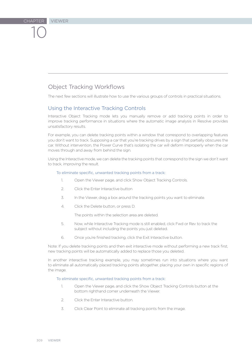 Object tracking workflows, Using the interactive tracking controls | Blackmagic Design DaVinci Resolve Advanced Panel User Manual | Page 309 / 435